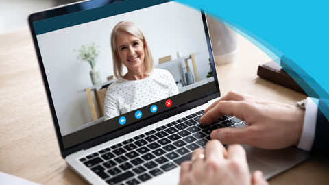 Getting Started | Canadian Hard Of Hearing Association - Showing individual video chatting on a laptop